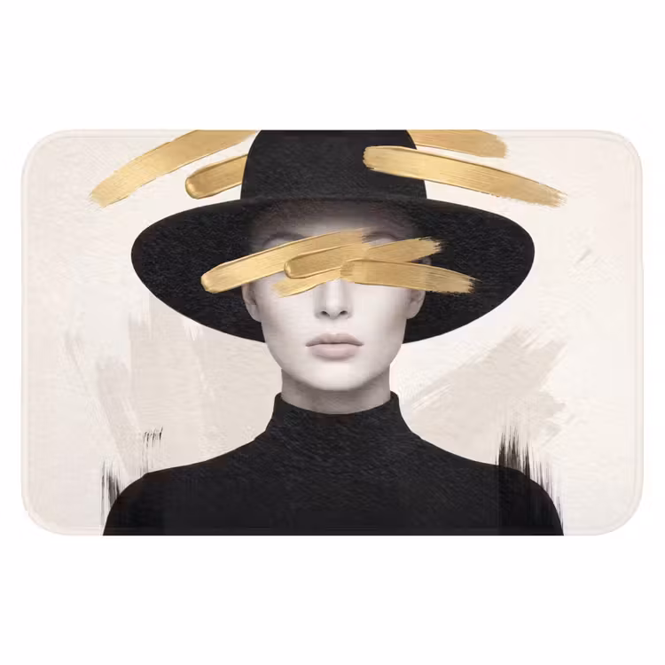 Vrouw - Portret - Modern - Goud - Kunst Badmat klein -3d