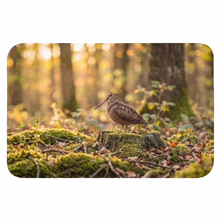 Houtsnip - Bos - Bladeren - Herfst - Gecamoufleerd Badmat klein -3d
