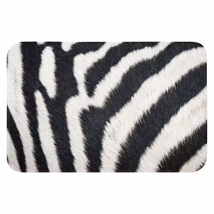 Zebra - Vacht - Klassiek - Zwart - Wit Badmat klein -3d