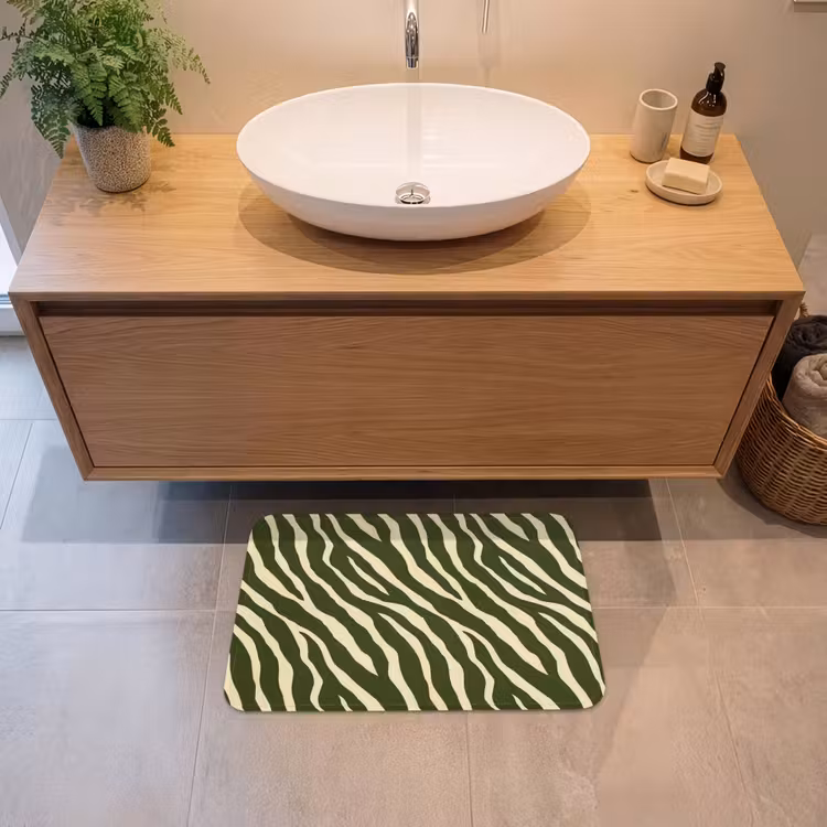 Zebra - Patroon - Groen Badmat klein 997 -sfeer1