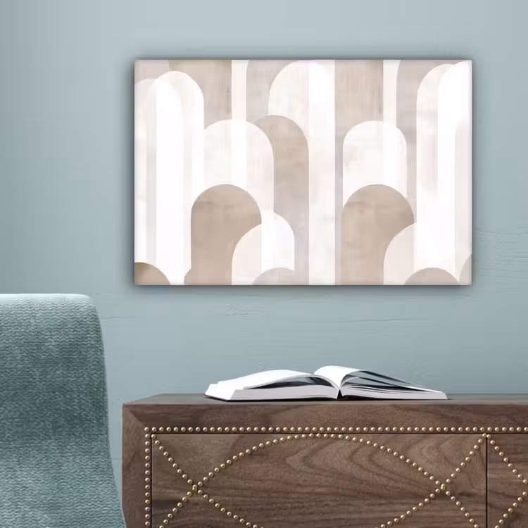 Abstracte bogen - Modern - Beige canvas 2cm klein -sfeer4
