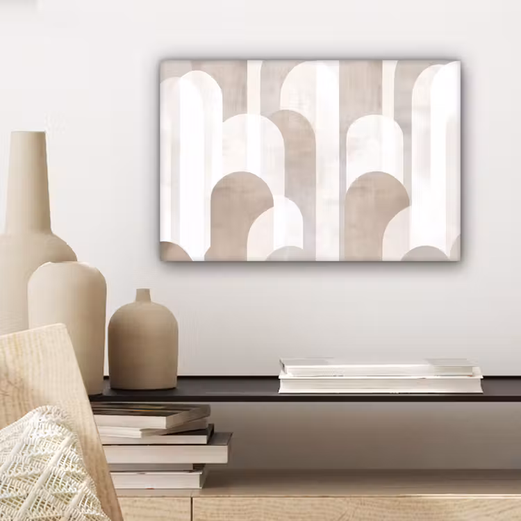 Abstracte bogen - Modern - Beige canvas 2cm klein -sfeer6
