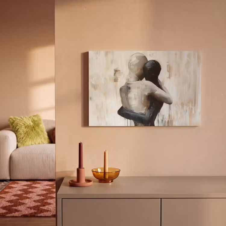 Abstract - Kunst - Mensen - Beige canvas 2cm klein -sfeer1