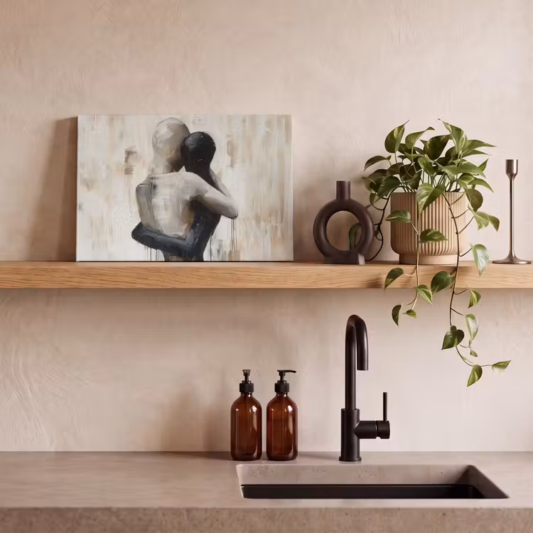 Abstract - Kunst - Mensen - Beige canvas 2cm klein -sfeer3
