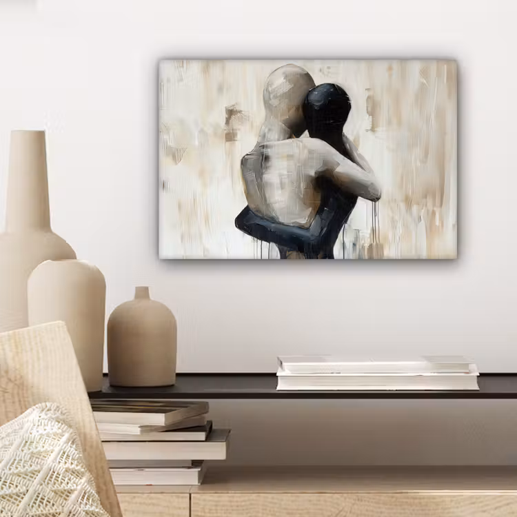Abstract - Kunst - Mensen - Beige canvas 2cm klein -sfeer6