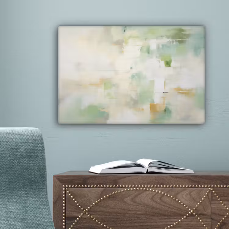 Abstract - Kunst - Wit - Groen - Modern canvas 2cm klein -sfeer4