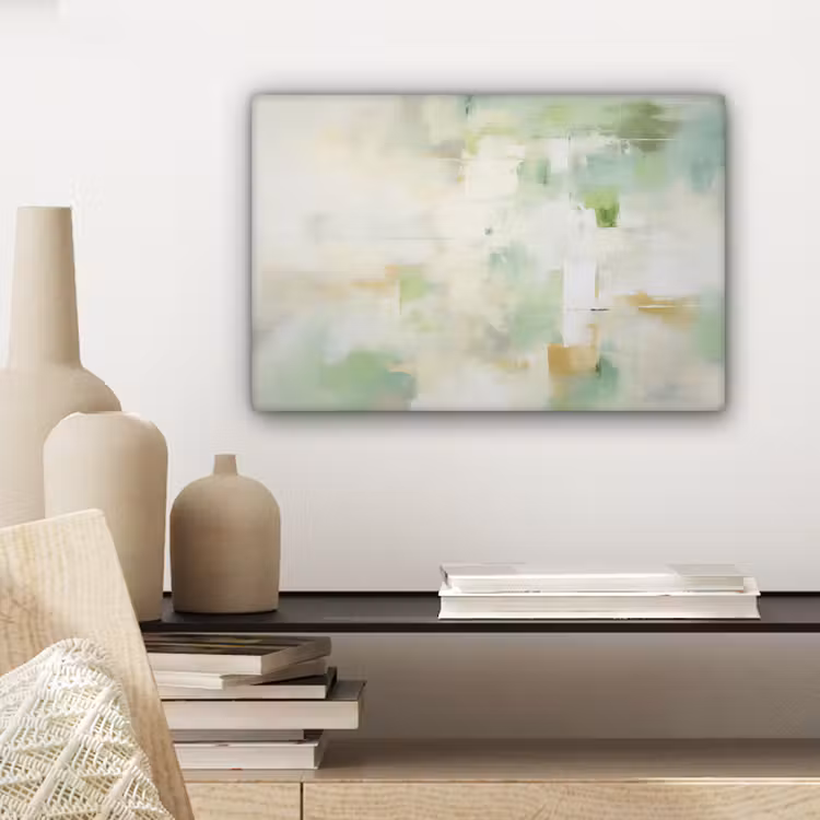 Abstract - Kunst - Wit - Groen - Modern canvas 2cm klein -sfeer6