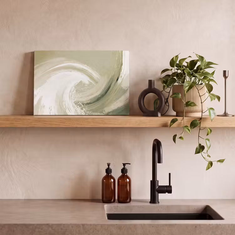 Abstract - Penseelstreken - Golven - Groen canvas 2cm klein -sfeer3