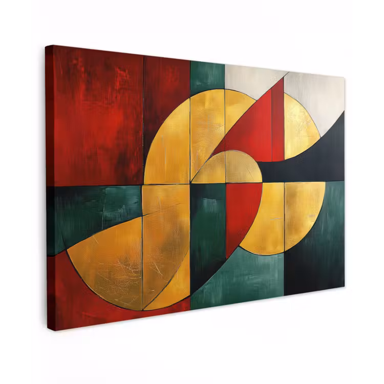 Abstract - Kerst - Goud - Rood - Groen canvas 2cm klein -z3d