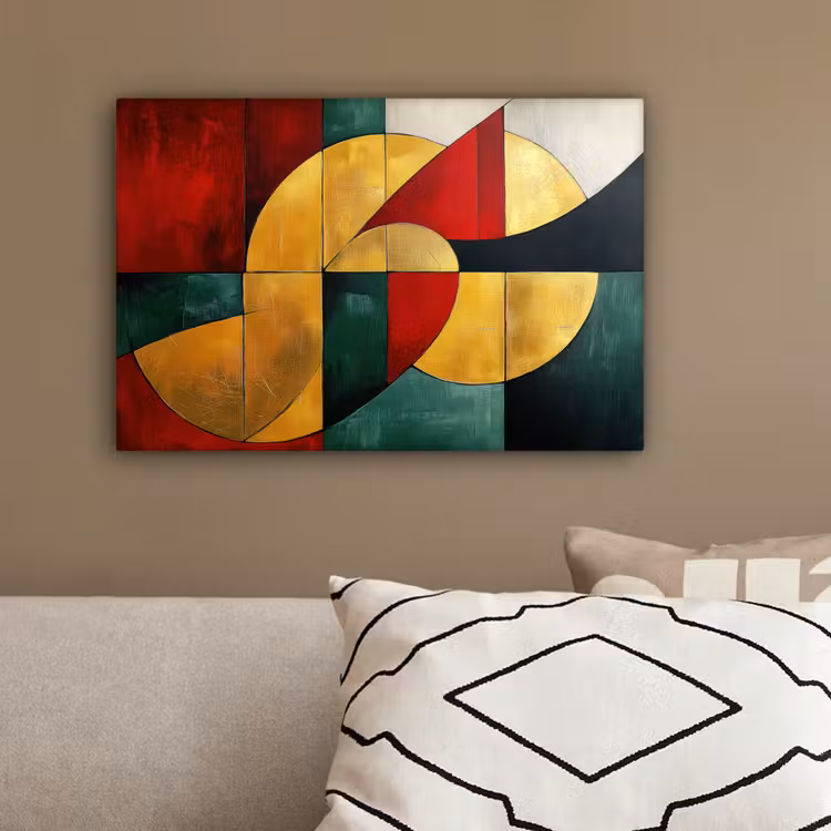 Abstract - Kerst - Goud - Rood - Groen canvas 2cm klein -sfeer3