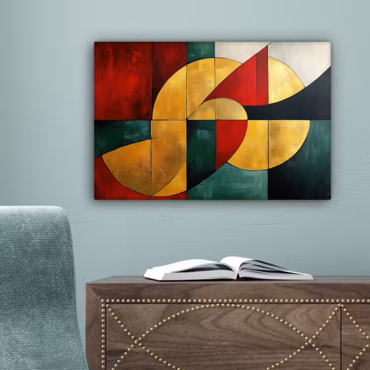Abstract - Kerst - Goud - Rood - Groen canvas 2cm klein -sfeer4