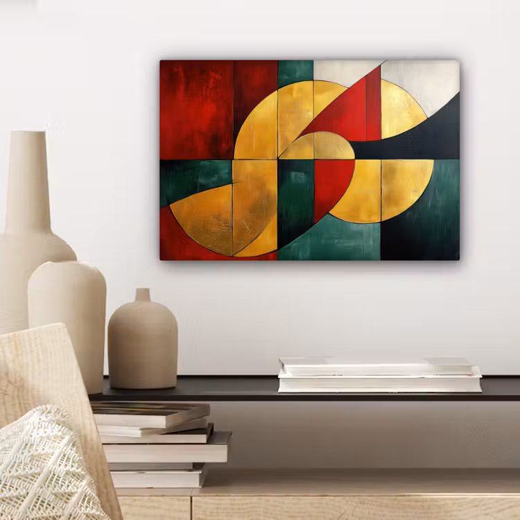 Abstract - Kerst - Goud - Rood - Groen canvas 2cm klein -sfeer6