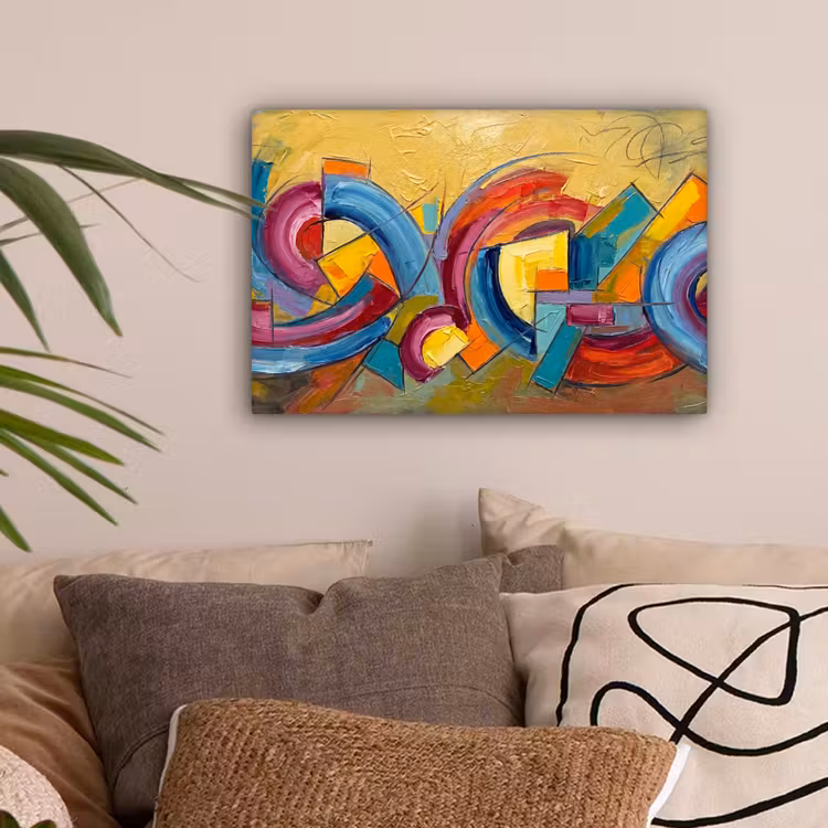 Abstract - Cirkels - Schilderij - Kleurrijk - Dynamisch canvas 2cm klein -sfeer1