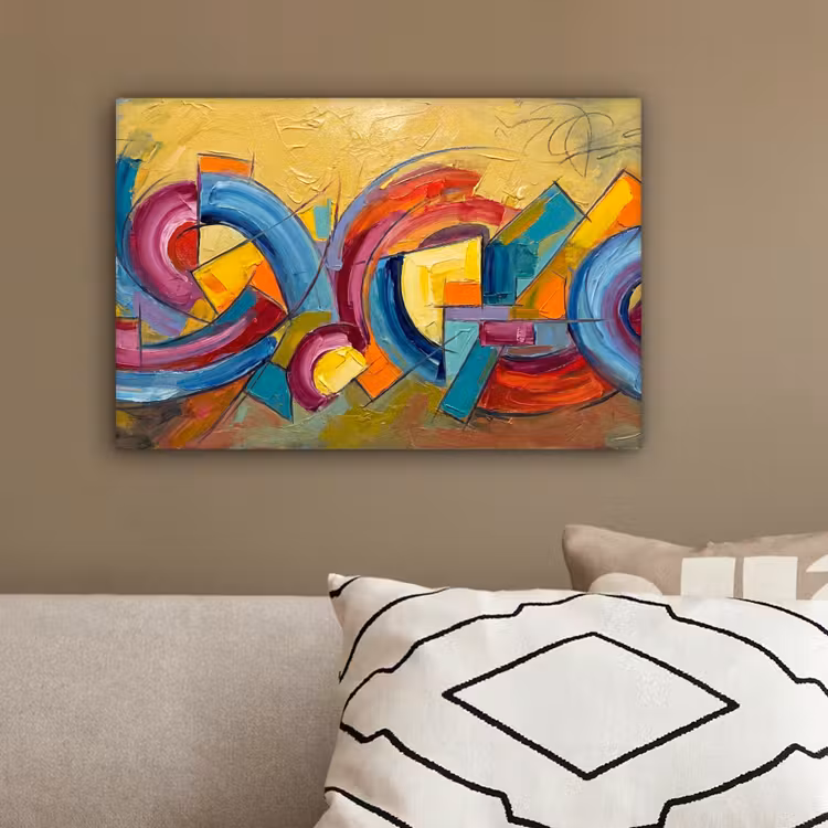 Abstract - Cirkels - Schilderij - Kleurrijk - Dynamisch canvas 2cm klein -sfeer3