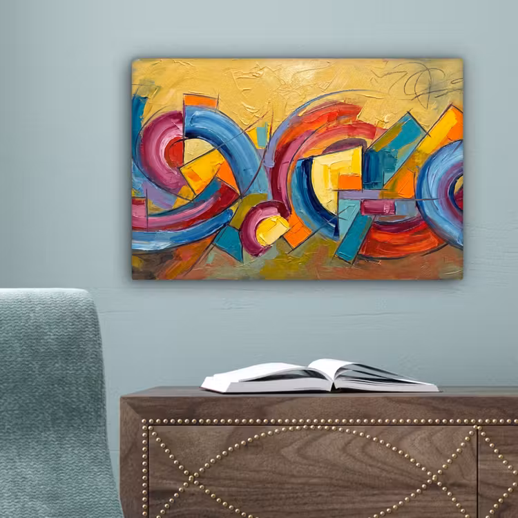 Abstract - Cirkels - Schilderij - Kleurrijk - Dynamisch canvas 2cm klein -sfeer4