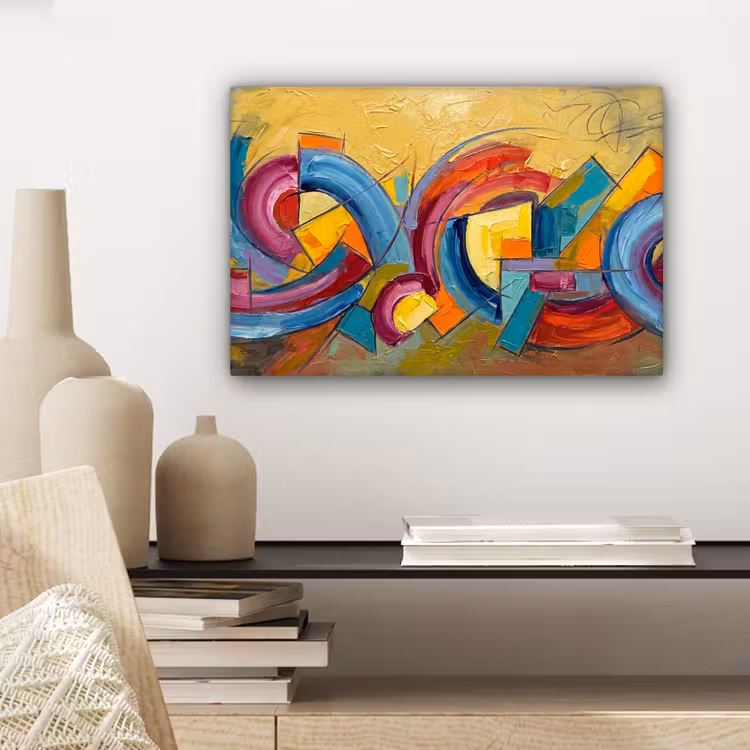 Abstract - Cirkels - Schilderij - Kleurrijk - Dynamisch canvas 2cm klein -sfeer6