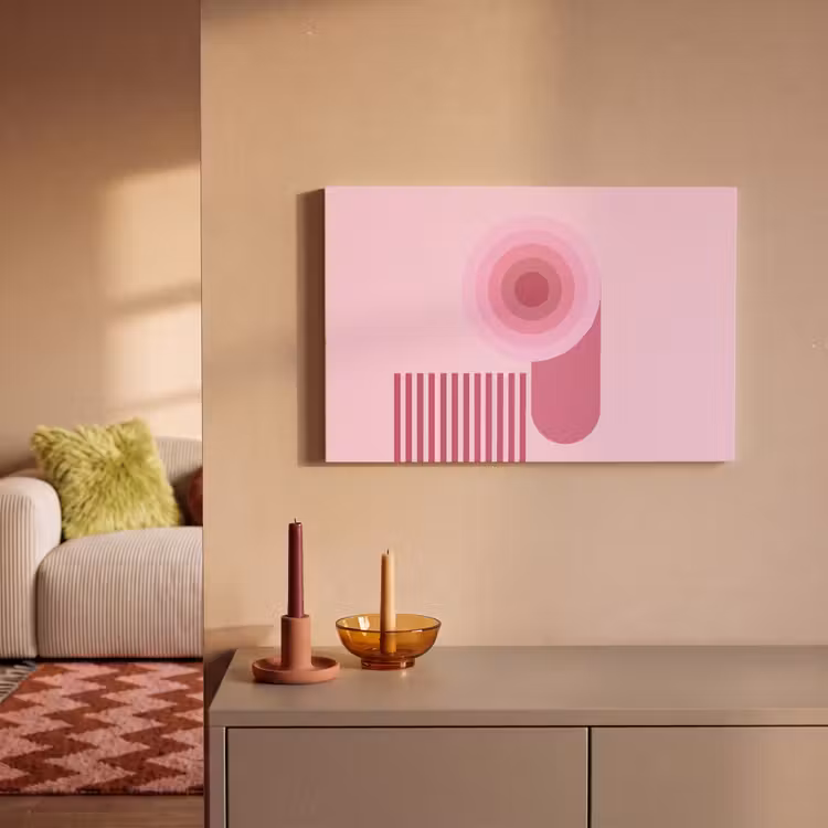 Abstract - Cirkels - Strepen - Modern - Roze canvas 2cm klein -sfeer1