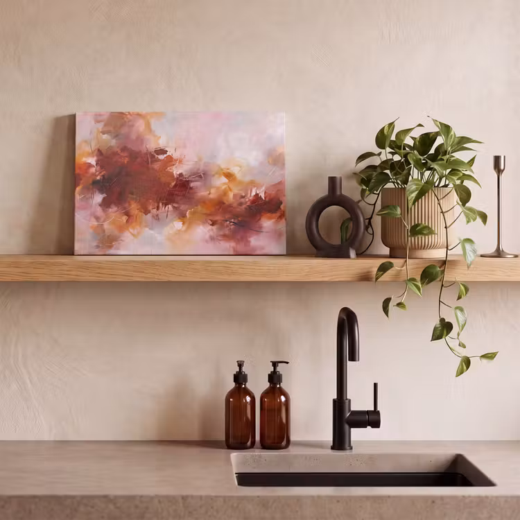 Abstract - Kleurrijk - Kunst - Modern - Roze-Rood canvas 2cm klein -sfeer3