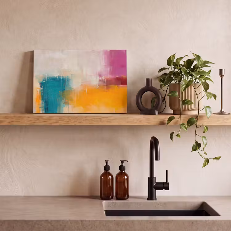 Abstract - Kleurrijk - Modern - Kunst - Oranje canvas 2cm klein -sfeer3