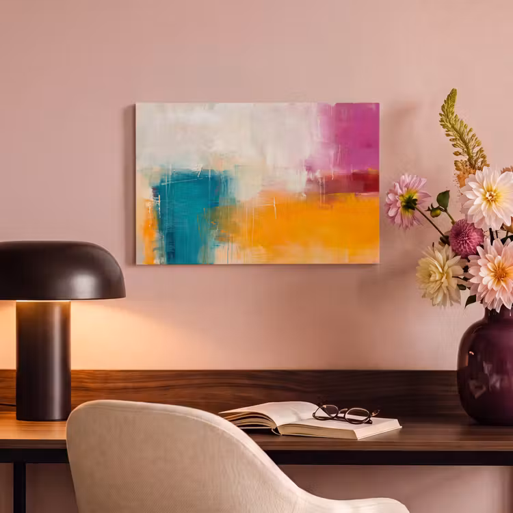 Abstract - Kleurrijk - Modern - Kunst - Oranje canvas 2cm klein -sfeer4