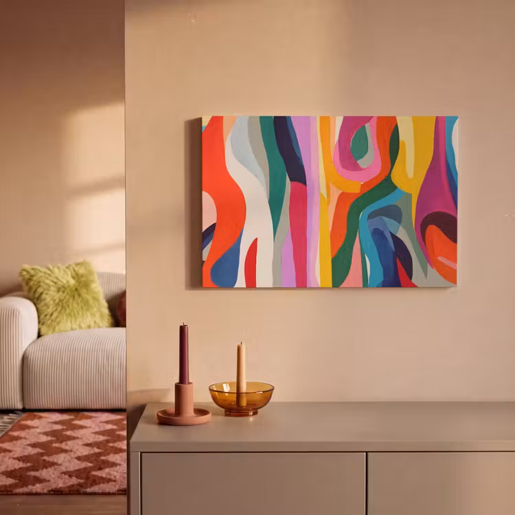 Abstract - Kleurrijk - Golven - Lijnen canvas 2cm klein -sfeer1
