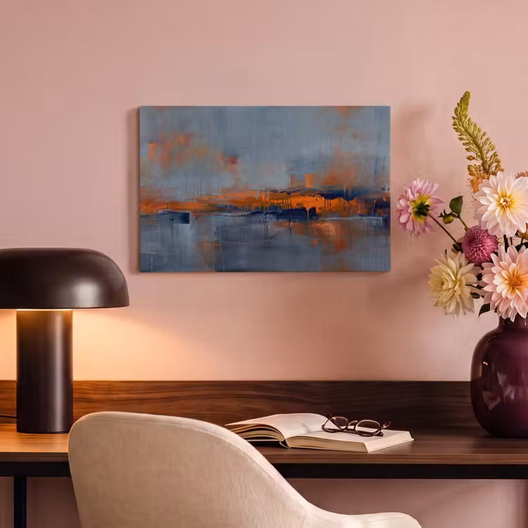 Abstract - Kleuren - Modern - Oranje - Grijs canvas 2cm klein -sfeer4