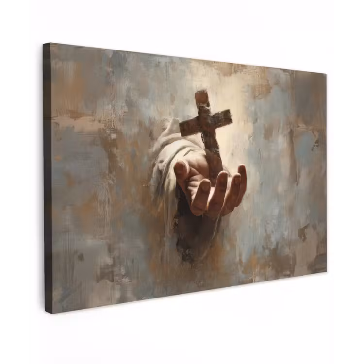 Abstract - Kruis - Hand - Christendom canvas 2cm klein -z3d