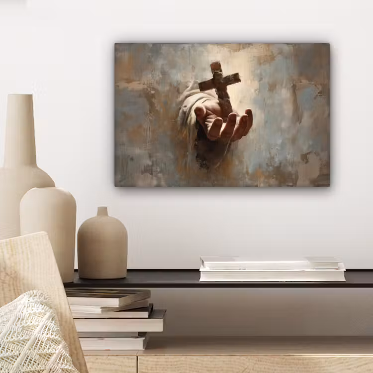 Abstract - Kruis - Hand - Christendom canvas 2cm klein -sfeer6