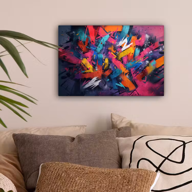 Abstract - Explosie - Neonkleuren canvas 2cm klein -sfeer1