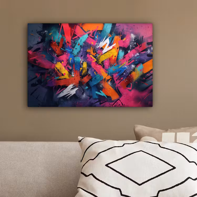 Abstract - Explosie - Neonkleuren canvas 2cm klein -sfeer3