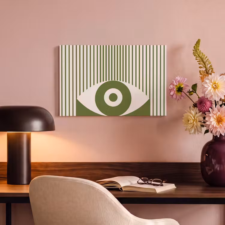 Abstract - Oog - Strepen - Modern - Groen canvas 2cm klein -sfeer4