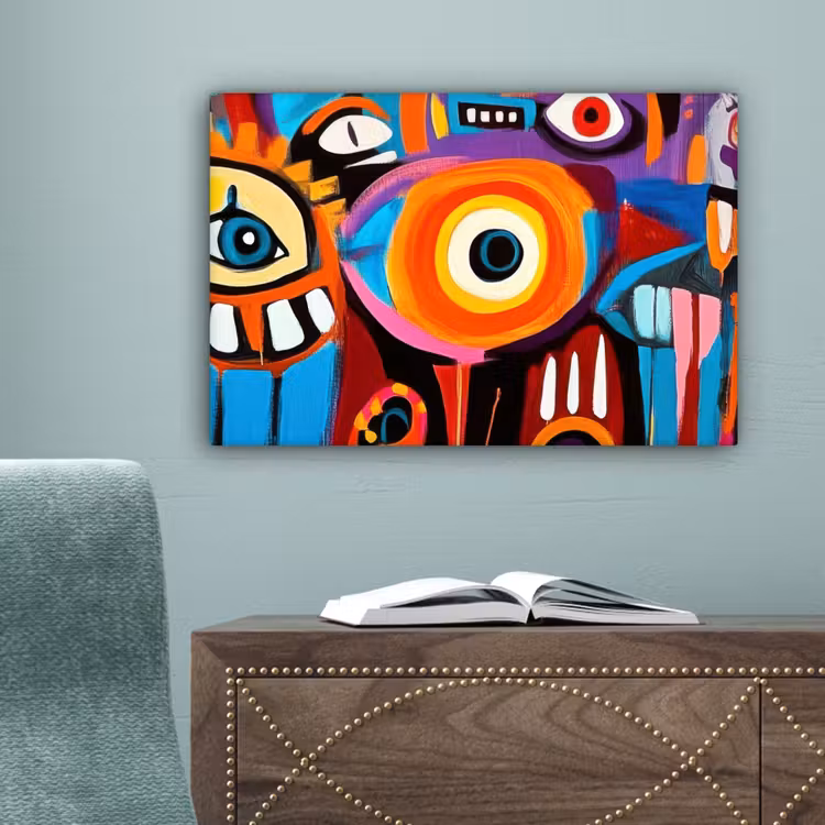 Abstract - Gezicht - Kleurrijk canvas 2cm klein -sfeer4