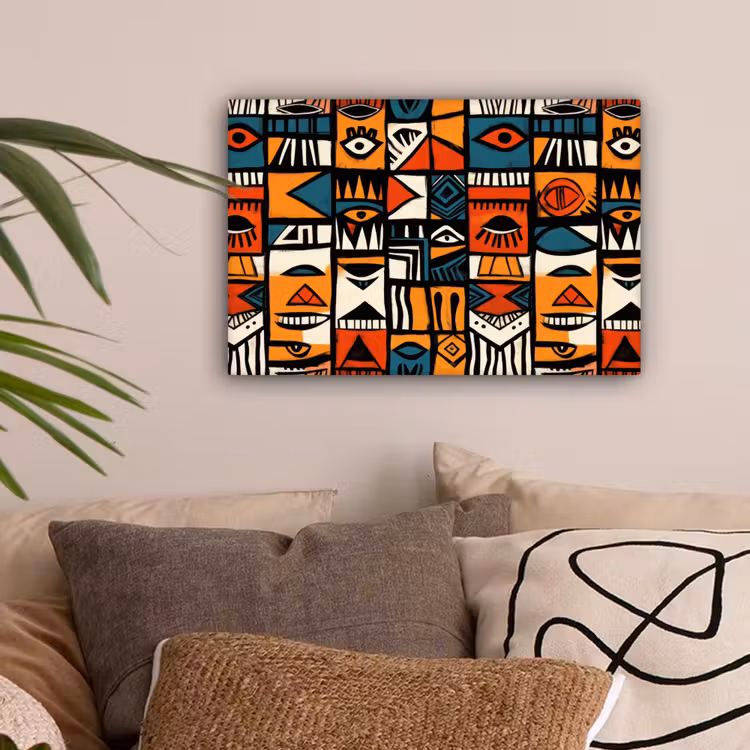 Abstract - Gezichten - Mozaïek canvas 2cm klein -sfeer1
