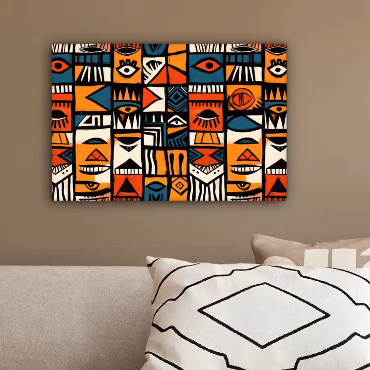 Abstract - Gezichten - Mozaïek canvas 2cm klein -sfeer3