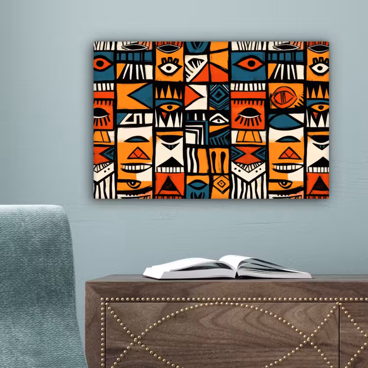 Abstract - Gezichten - Mozaïek canvas 2cm klein -sfeer4