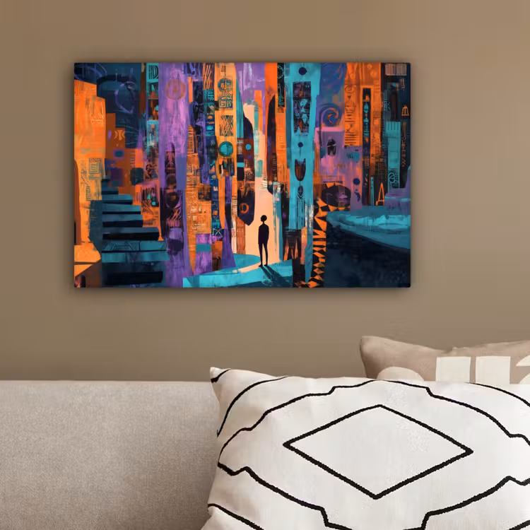 Abstract - Figuren - Kleurrijk canvas 2cm klein -sfeer3