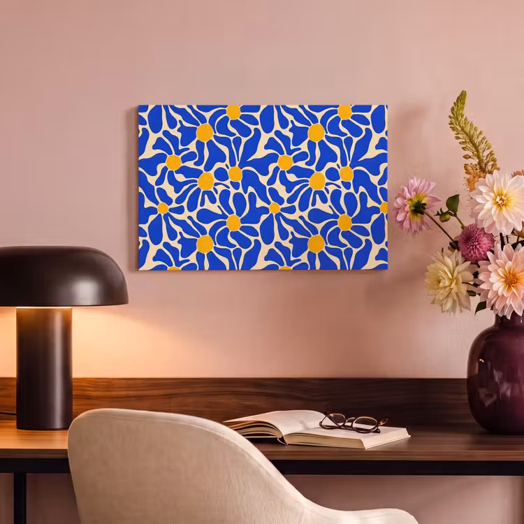 Abstract - Bloem - Blauw canvas 2cm klein 34 -sfeer4