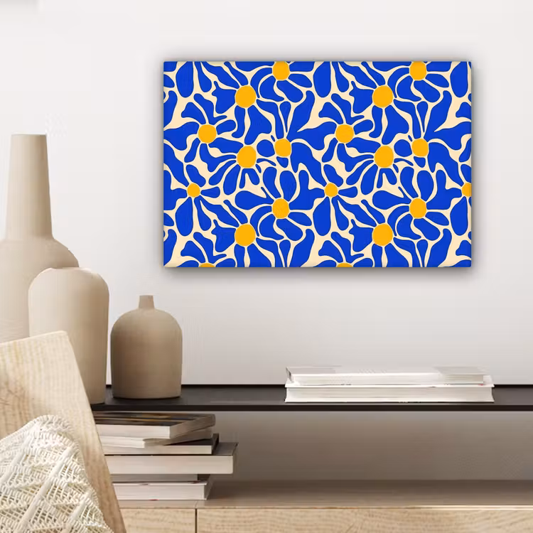 Abstract - Bloem - Blauw canvas 2cm klein 34 -sfeer6