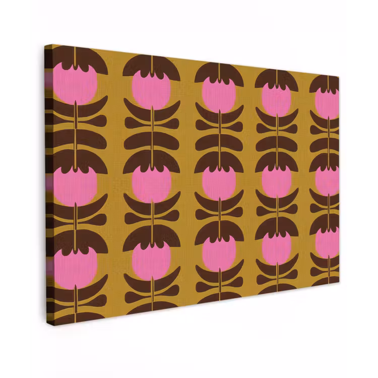 Abstract - Bloemen - Roze canvas 2cm klein 34 -z3d