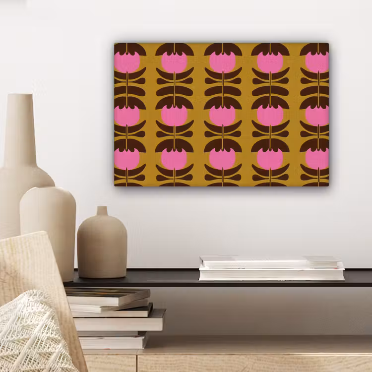 Abstract - Bloemen - Roze canvas 2cm klein 34 -sfeer6
