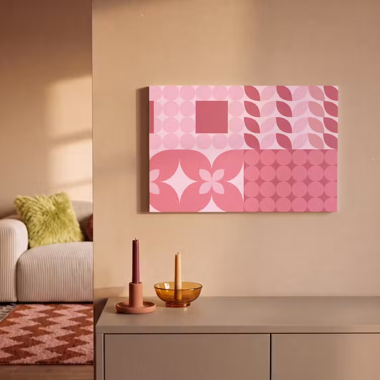 Abstract - Geometrisch - Patroon - Modern - Roze canvas 2cm klein -sfeer1