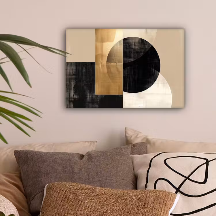 Abstract - Goud - Zwart - Kunst canvas 2cm klein -sfeer1