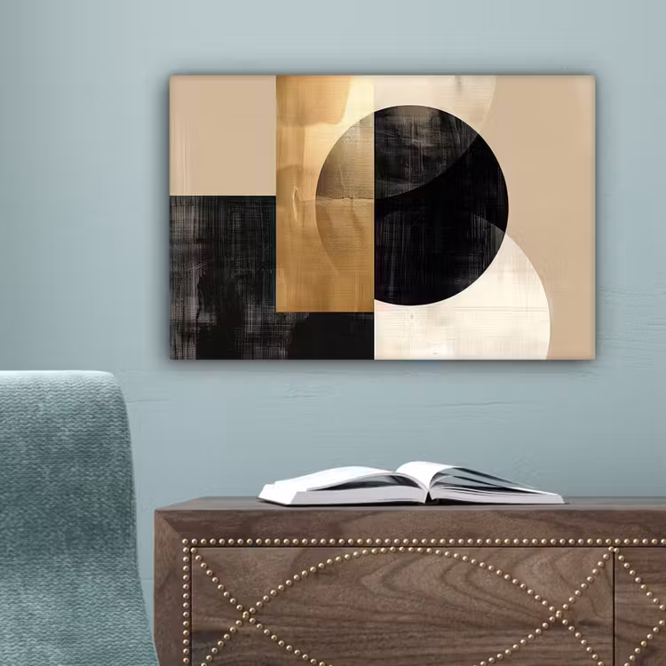Abstract - Goud - Zwart - Kunst canvas 2cm klein -sfeer4