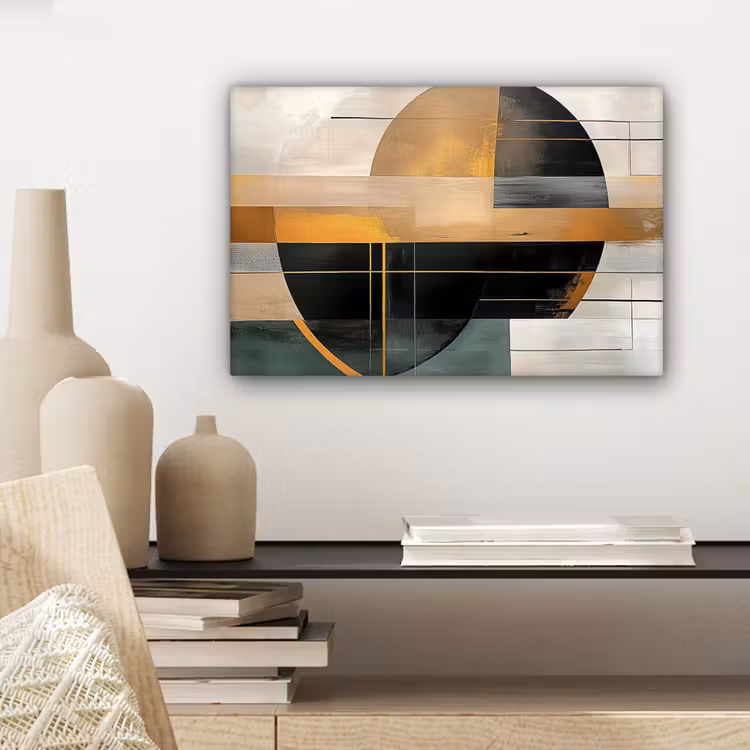 Abstract - Goud - Brons - Groen - Vormen - Modern canvas 2cm klein -sfeer6