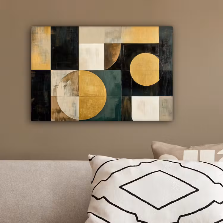 Abstract - Goud - Brons - Vormen - Geometrisch canvas 2cm klein -sfeer3