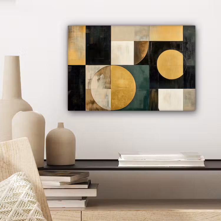 Abstract - Goud - Brons - Vormen - Geometrisch canvas 2cm klein -sfeer6