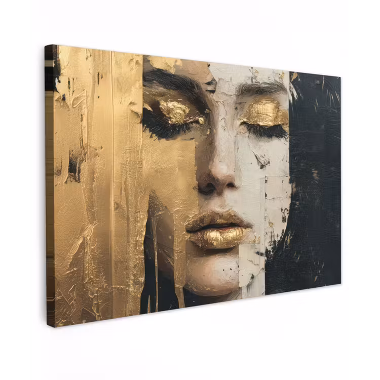 Abstract - Goud - Gezicht - Lippen canvas 2cm klein -z3d