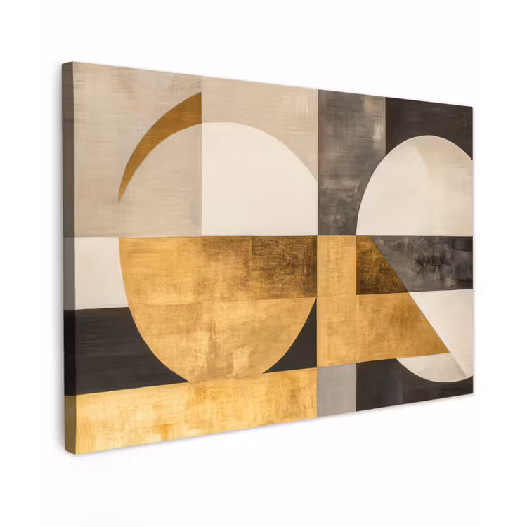 Abstract - Goud - Grijs - Vormen - Geometrisch canvas 2cm klein -z3d