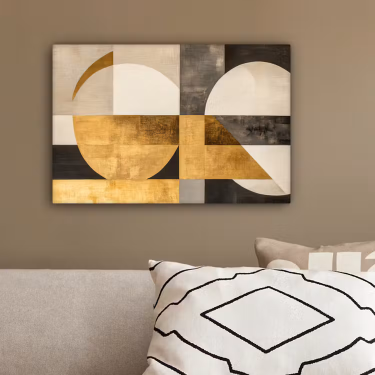 Abstract - Goud - Grijs - Vormen - Geometrisch canvas 2cm klein -sfeer3
