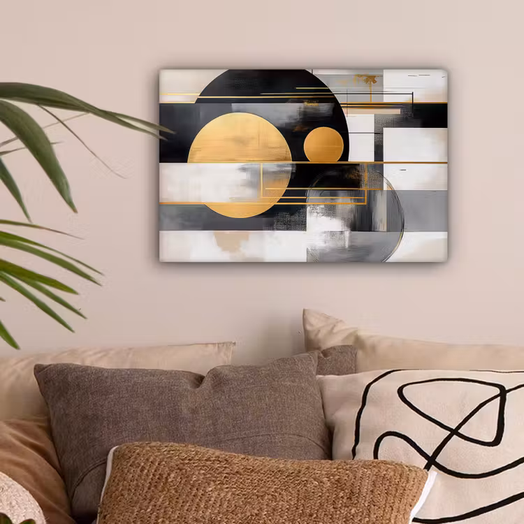 Abstract - Goud - Zilver - Vormen - Aesthetic - Modern canvas 2cm klein -sfeer1